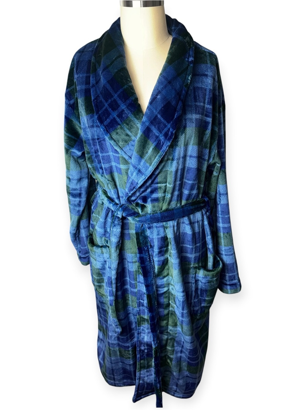 Roundtree & Yorke NWT Big Tall 2XT 3XT Plush Plaid Robe